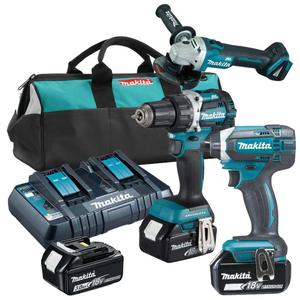 MAKITA DGA513Z + DDF484Z + DTD152Z aku. szlifierka katowa 125mm, wiertarko-wkrtarka 54Nm, kluczyk udarowy 1/4" 165Nm 18V z 3 aku.3.0Ah - 2861467147