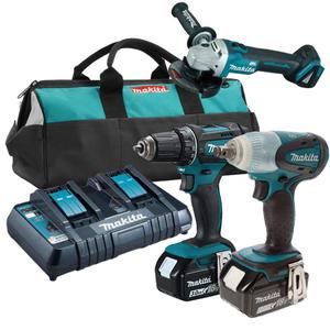 MAKITA DDF482Z + DGA504Z + DTW251Z aku. wiertarko-wkrtarka 62Nm + szlifierka katowa 125mm, klucz udarowy 230Nm 1/2" 18V z 2 aku.3.0Ah - 2861467175