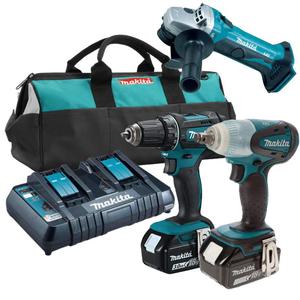 MAKITA DDF482Z + DGA452Z + DTW251Z aku. wiertarko-wkrtarka 62Nm + szlifierka katowa 115mm, klucz udarowy 230Nm 1/2" 18V z 2 aku.3.0Ah - 2861467176