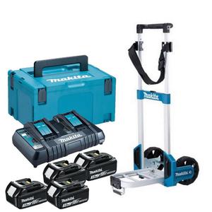 MAKITA DC18RD + dwuportowa szybka adowarka 7.2V - 18V Li-Ion/Ni-Mh + 4x akumulator BL1830 18V 3.0Ah + TR00000001 wzek transportowy + MAKPAC - 2861467333