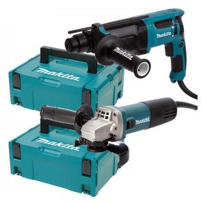 MAKITA 9558HNRJ + HR2630J szlifierka ktowa 125mm 840W + motkowiertarka udarowa SDS-Plus 2.4J 800W MAKPAC - 2861467444