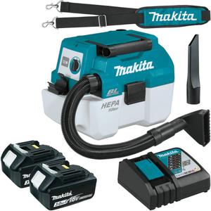 MAKITA DVC750LRF2X1 akumulatorowy odkurzacz 50W LXT 18V 2x 3,0Ah BLDC XPT filtr HEPA na sucho i na mokro - 2861467537