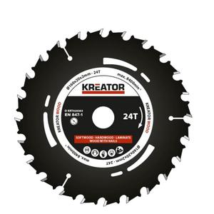 KREATOR KRT020303 Tarcza do cicia drewna z gwodziami 160mm x 20mm 24 zby 1,4mm gruboci (16mm / 15mm / 12,7mm / 10mm) - 2861467642