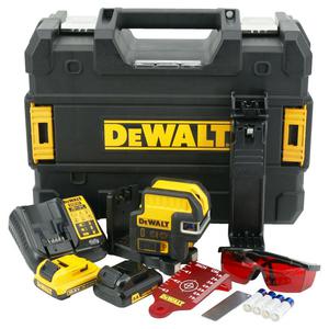 DEWALT DCE0825D1R akumulatorowy laser 5-punktowy krzyowy czerwony IP65 30m +/- 0.3mm/m XR 10.8V XR 12V 2.0Ah Li-ion (niwelator laserowy) - 2861468097