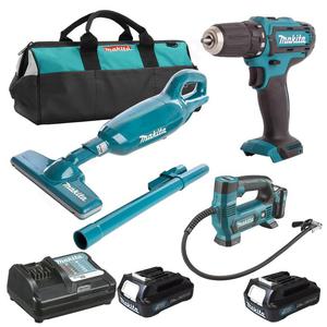 MAKITA CL106FD aku. odkurzacz + DF333DZ wiertarko wkrtarka 30Nm + MP100DZ minikopresor 8,3 bar 121 PSI CXT 10.8V - 12V Max 2x 2.0Ah - 2861468344