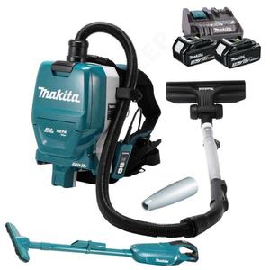 MAKITA DVC261ZX11 + DCL182Z odkurzacz plecakowy LXT 18V 90W BLDC filtr HEPA i drugi odkurzacz samochodowy z 2x aku 3.0Ah - 2861468373