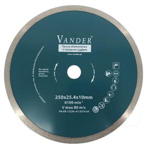 VANDER V25010 Tarcza diamentowa 250x25,4mm do cicia glazury gresu klinkieru terakoty ceramiki na mokro i sucho - 2861469485
