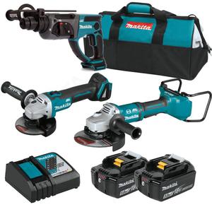 MAKITA DHR202 motowiertarka SDS-PLUS 1.9J 18V LXT + DGA900 szlifierka ktowa 230mm 2x18V LXT + DGA504 szlifierka ktowa 125mm 18V LXT + 2x aku 5,0Ah - 2863273280