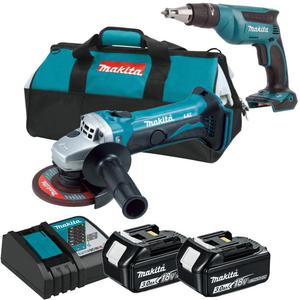 MAKITA DGA452 + DFS451Z szlifierka ktowa 115mm + wkrtarka do pyt K/G + 2x aku 3,0Ah LXT 18V torba transportowa - 2870937730