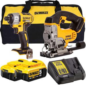 DeWALT DCS331P2B Wyrzynarka z ruchem wahadowym akumulatorowa XR Li-Ion + DCF886 aku zakrtarka udarowa 1/4" HEX 165Nm + 2x aku 18V/5.0Ah - 2865990072