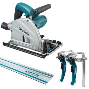 MAKITA SP6000 rczna pia / pilarka tarczowa-zagbiarka 165mm 1300W + szyna prowadzaca 1,5m + 199826-6 zaciski szybkomocujce - 2866473814