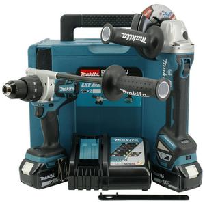 MAKITA DLX2255GJ akumulatorowa wiertarko-wkrtarka 115Nm DDF481 + szlifierka ktowa 125mm DGA513 LXT 18V 6,0Ah MAKPAC - 2876219836