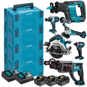 MAKITA Zestaw narzdzi akumulatorowych COMBO DLX7011 / DGA504Z / DHR202Z / DTD153Z / DDF481Z / DJR188Z / DHS660Z / 3x5Ah MAKPAC - 2872266454