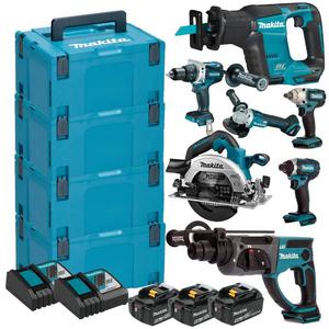 MAKITA Zestaw narzdzi akumulatorowych COMBO DLX7015 / DGA504Z / DHR202Z / DTD153Z / DDF481Z / DJR188Z / DHS660Z / DTW190Z / 3x5Ah MAKPAC - 2877022826