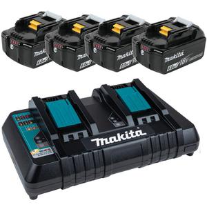 MAKITA DC18RD + 4x BL1860B dwuportowa szybka adowarka 7.2V - 18V Li-Ion + 4x akumulator 18V 6,0Ah - 2868982047