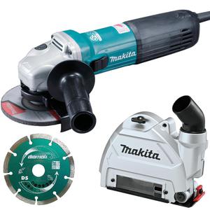 MAKITA GA5040C szlifierka ktowa 125mm 1400W regulacja obrotw SJS2 agodny rozruch + 196845-3 osona do cicia z odsysaniem + D-61139 tarcza - 2869593373