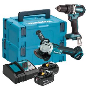 MAKITA DGA504 akumulatorowa szlifierka ktowa 125mm + DHP484 wiertarko-wkrtarka udarowa 54Nm 18V Li-Ion LXT XPT BLDC + 2x 5,0Ah MAKPAC - 2869814098