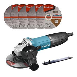 MAKITA GA5030R szlifierka ktowa 125mm 720W - bardzo maa, lekka 1.8 kg wolny start, anty restart + 5x E-03040 tarcza tnca 1.0x125mm - 2870443523