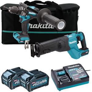 MAKITA HP001G wiertarko-wkrtarka udarowa 140Nm XGT 40V BLDC XPT AFT + JR001G pia posuwowa XGT 40V BLDC XPT + 2x aku 4.0Ah adowarka torba - 2871737047