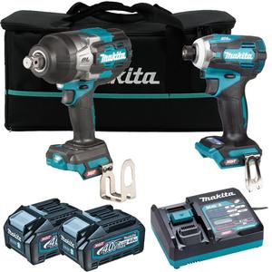 MAKITA TD001G zakrtarka udarowa 220Nm 1/4" HEX XGT 40V BLDC XPT + TW001G klucz udarowy 1630Nm 3/4" XGT 40V BLDC XPT + 2x aku 4.0Ah adowarka torba - 2871737048