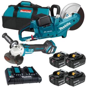 MAKITA DCE090G4X1 akumulatorowa przecinarka tarczowa 230mm 2x18V 18V + DGA513 szlifierka ktowa 125mm 18V LXT BLDC XPT AFT ADT 4x6.0Ah adowarka torba - 2871845192