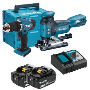 MAKITA DJV181 akumulatorowa wyrzynarka 18V Li-Ion LXT BLDC + DDF453 wiertarko-wkrtarka 42Nm 18V LXT 2x 5.0Ah Li-Ion MAKPAC - 2872816759