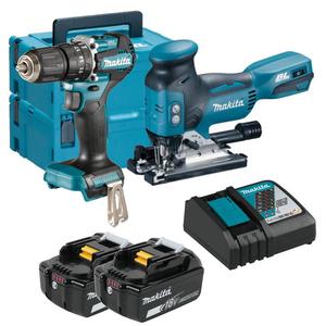 MAKITA DJV181 akumulatorowa wyrzynarka 18V Li-Ion LXT + DHP487 wiertarko-wkrtarka udarowa 40Nm 18V LXT BLDC XPT 2x 5.0Ah Li-Ion MAKPAC - 2872816761