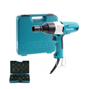 MAKITA TW0200 Elektryczny klucz udarowy 380W 200Nm 1/2" + B-66232 krtkie nasadki udarowe 1/2" CR-MO zestaw 9 sztuk - 2873832467