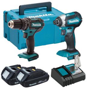 MAKITA DHP482 aku wiertarko-wkrtarka udarowa 62Nm 18V + DTD153 aku zakrtarka udarowa 170Nm 18V LXT XPT BLDC + 2x 1.5Ah MAKPAC - 2877733418