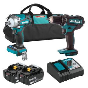 MAKITA DTW301 klucz udarowy 330Nm / 580Nm 1/2" LXT 18V BLDC XPT + DDF482Z wiertarko-wkrtarka 62Nm 18V Li-Ion LXT XPT + 2x aku 5.0Ah torba - 2878593483