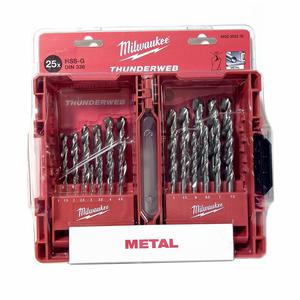 MILWAUKEE 4932352376 Thunderweb wierta zestaw wierte 25 sztukowy do metalu, stali, eliwa, drewna i tworzywa sztucznego fi od 1mm do 13mm kolor sre - 2832331275