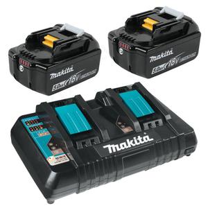 MAKITA DC18RD + 2xBL1850B dwuportowa szybka adowarka 7.2V - 18V Li-Ion/Ni-Mh + 2x akumulator 18V 5.0Ah - 2835172606