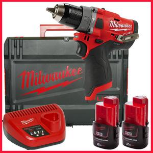 MILWAUKEE M12FPD-202X Subkompaktowa Wiertarko-wkrtarka Udarowa Li-Ion FUEL 12V 2.0Ah 44Nm 2-biegi...