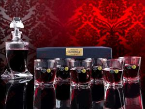 Grawerowana karafka Bohemia Quadro z 6 szklankami prezent na lub urodziny  - 2842140520
