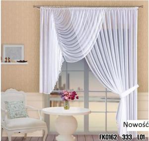 Firanka gotowa FK0162 woal 250 x 600 cm BIEL - 2859917445