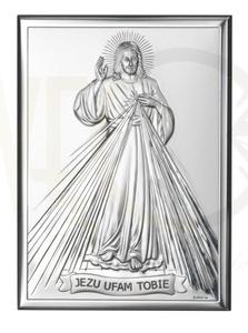 Ryngraf z powok srebra wizerunek Jezusa Miosiernego VL80001/4L - ok. 18 cm \ ok. 13 cm - 2842307803