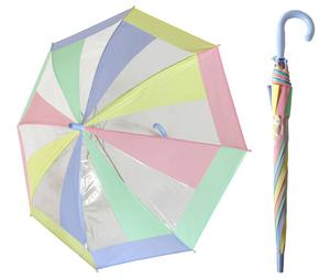 Przezroczysta pastelowa parasolka dziecica z fioletow rczk - 2873944757