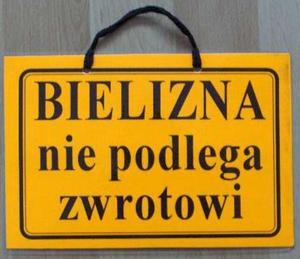 TABLICA INFORMACYJNA - BIELIZNA NIE PODLEGA ZWROTOWI - 2822287269