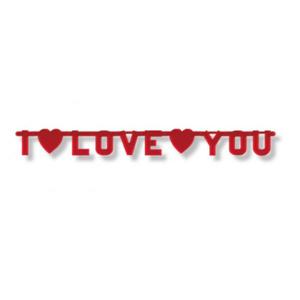 Baner "I Love You", czerwony, 1,7m x 16,5cm, 1 szt - 2824740907