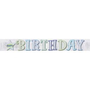 Banner "Birthday", srebrna, 1,2m x 20cm, 1 szt. - 2824740295