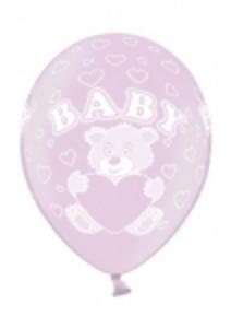 Balony 14" Metalik Pink "Mi + napis Baby", 50 szt - 2824740321