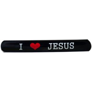 Opaska odblaskowa na rk, I (love) Jesus (czarna) - 2869529876