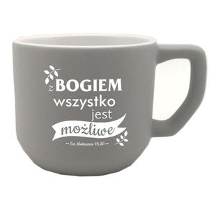 Kubek beczka szary Z Bogiem wszystko jest moliwe - 2874591227