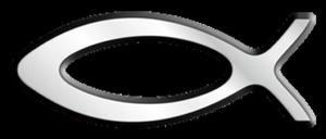 Naklejka RYBA ELOWANA (MG-NRZD-013) - czarny kontur - srebrne wntrze (12 cm)