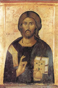 IKONA Chrystus Zbawiciel i dawca ycia Joan Zagraphos, XIV w. (MG-I-046) 20 x 25 cm - 2834920062