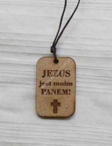 Zawieszka drewniana JEZUS JEST MOIM PANEM "niemiertelnik" na szyj Jezus jest moim Panem! - 2832213763
