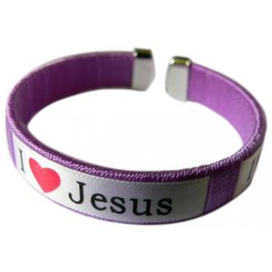 Opaska bransoletka nr 4 z napisem I (love) Jesus, Jesus (love) me! fioletowa - 2869413307