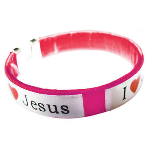 Opaska bransoletka z napisem I (love) Jesus, Jesus (love) me! rowa - 2869413313