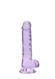 Dildo z Przyssawk i Jdrami Crystal Clear Realrock 18cm Fioletowy - 2874255614