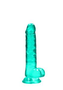 Dildo z Przyssawk i Jdrami Crystal Clear Realrock 18cm Zielony - 2874255615